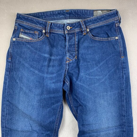 Diesel Mens Pants 33 Blue Jeans Larkee-Beex Regular Tapered Stretch Denim 33x29 - Picture 2 of 13